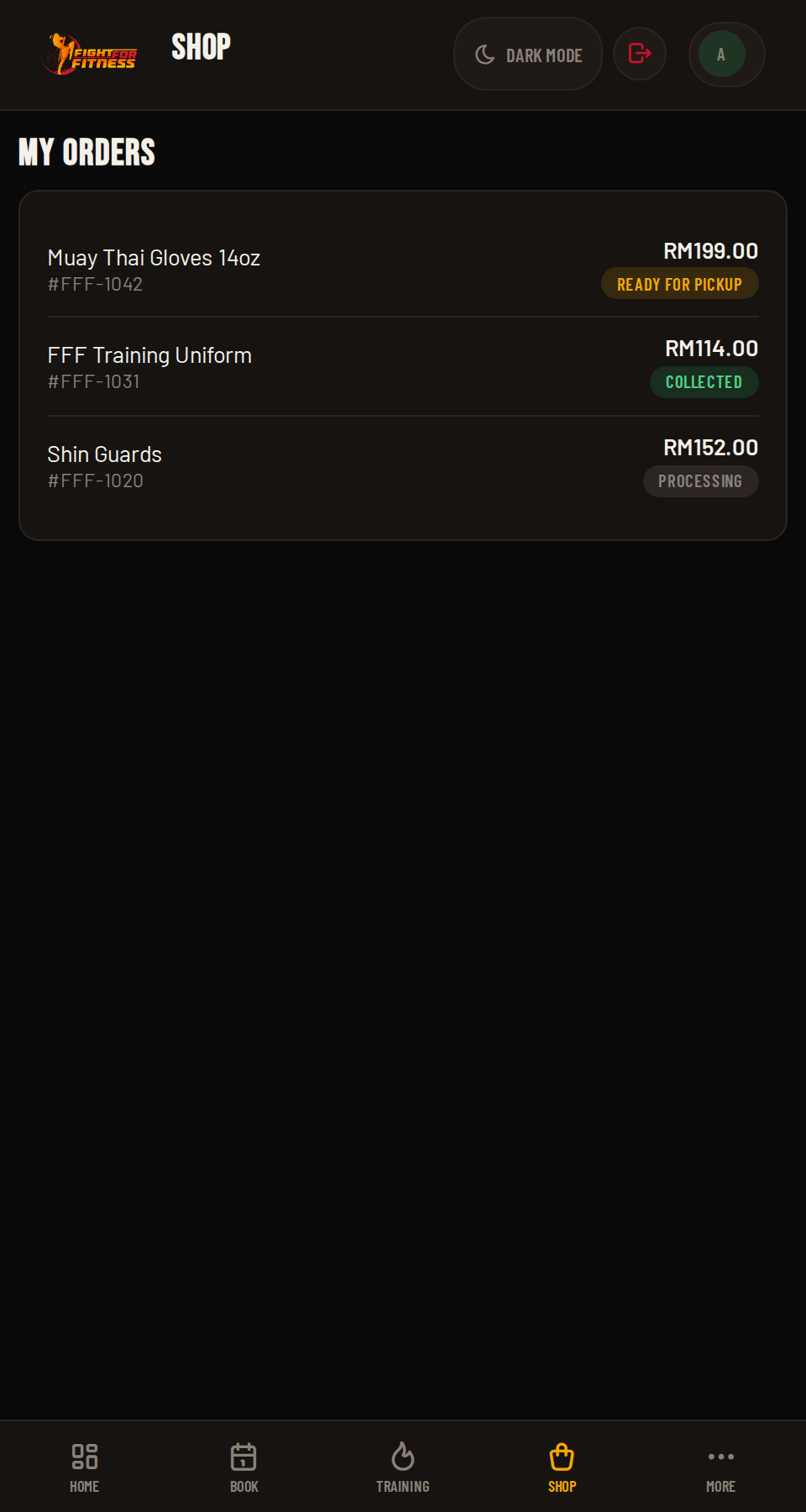 FightHub my orders